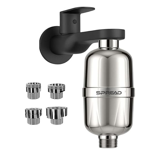 Inline Shower Filter and Tap Filter with Replaceable Cartridge (5.5D x 5.5W x 13.5H)