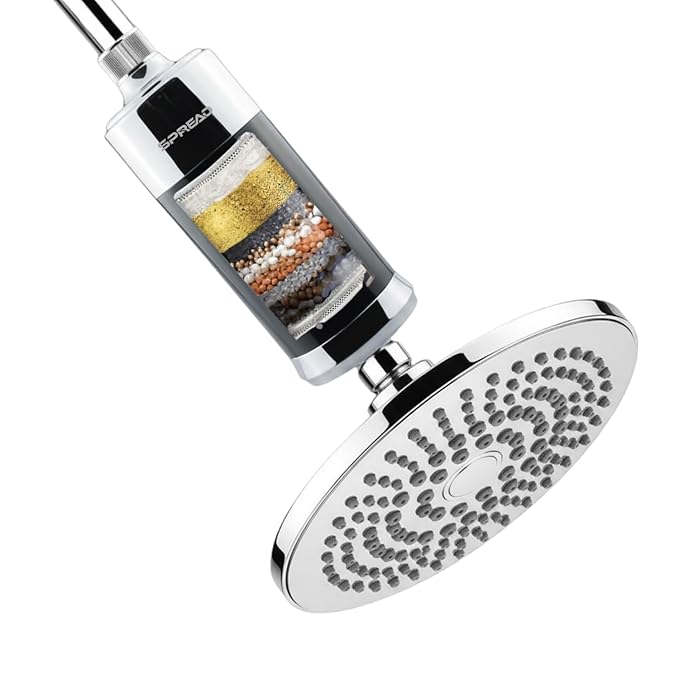 Inline Shower Filter and Tap filter with Replaceable Multi-Layer Cartridge (5.5D x 5.5W x 13.5H)