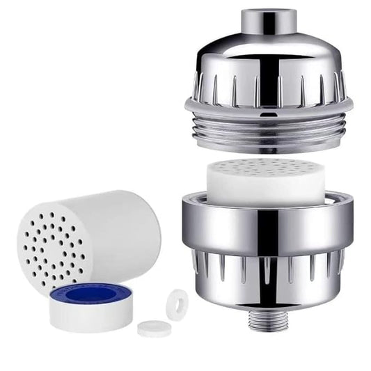 20-Stage Chrome Shower & Tap Filter for Hard Water (12L X 9W cm)
