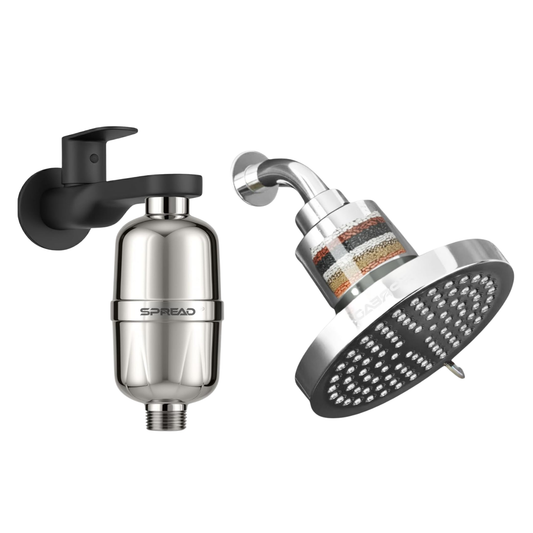 Multilayer Inline Shower & Tap Water Filter and High-Pressure Filtered Shower Head Combo