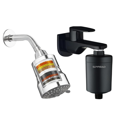Multilayer Inline Matte Black Shower & Tap Filter and Shower Multi-Function Shower Head