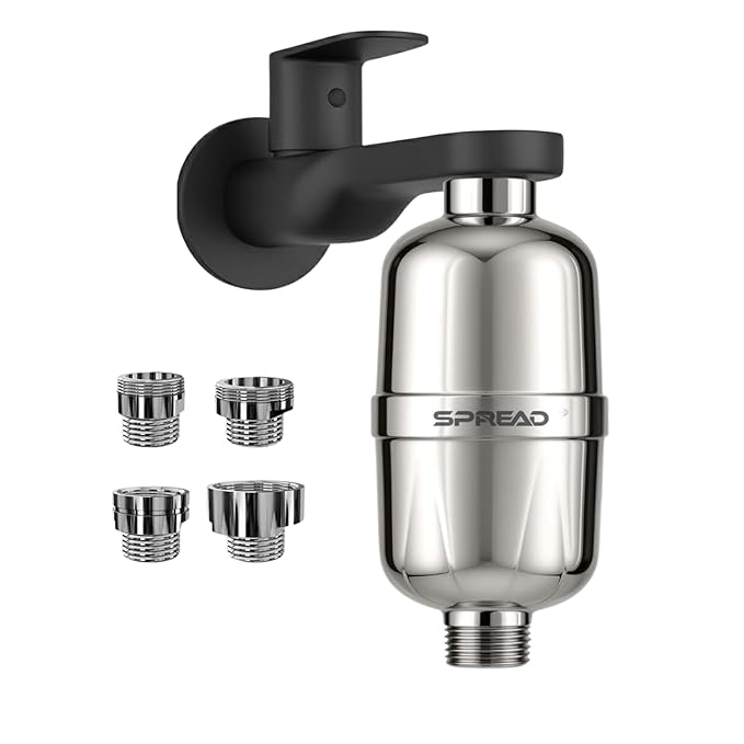 Inline Shower Filter and Tap Filter with Replaceable Cartridge (5.5D x 5.5W x 13.5H)