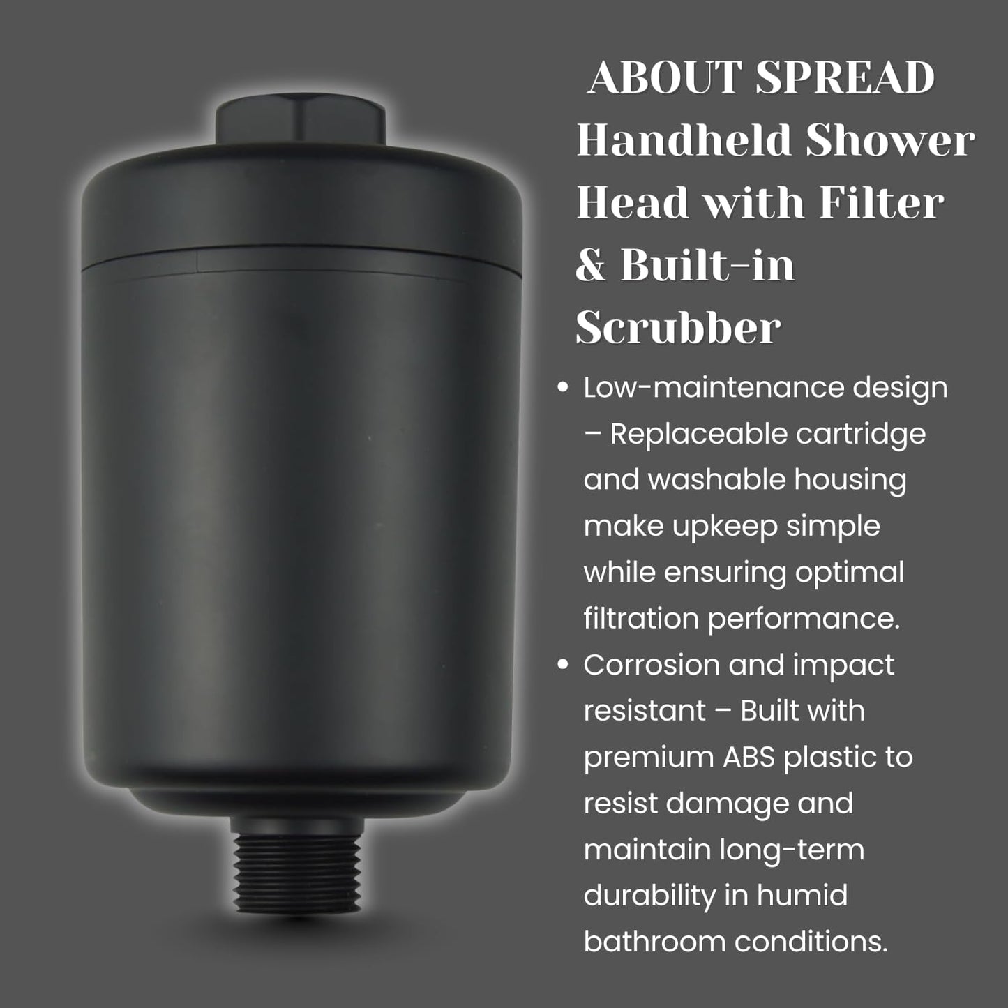 Inline Shower Filter and Tap Filter with Replaceable Cartridge (5.5D x 5.5W x 13.5H )
