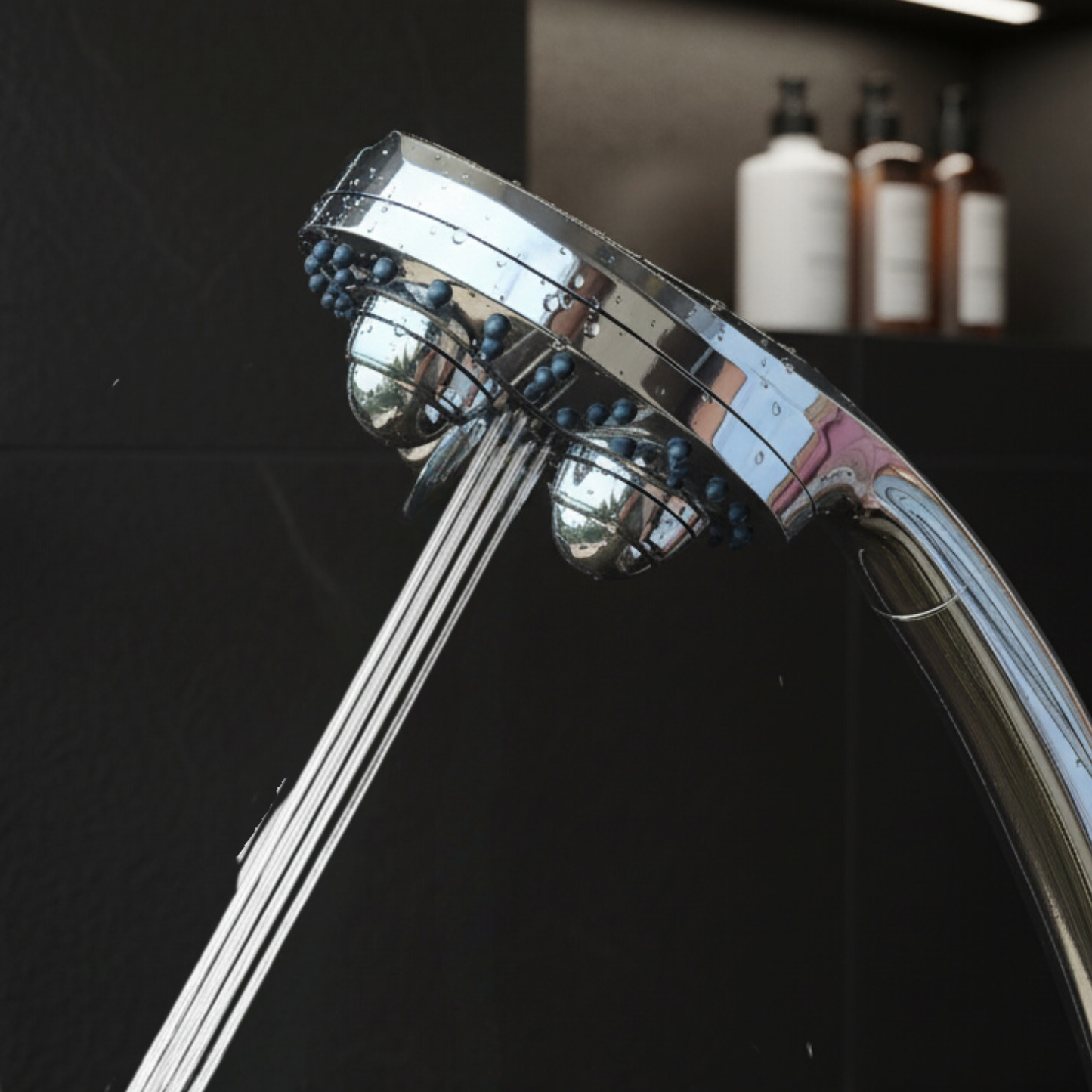 Shower Head with Triple 360 Degree Rotating Massage Rollers, Filter Beads, High Pressure Water Spray (277 mm × 128 mm × 128 mm)