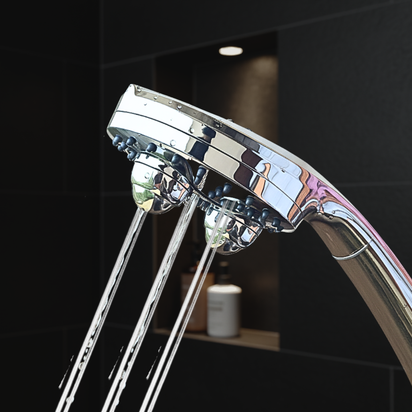 Shower Head with Triple 360 Degree Rotating Massage Rollers, Filter Beads, High Pressure Water Spray (277 mm × 128 mm × 128 mm)