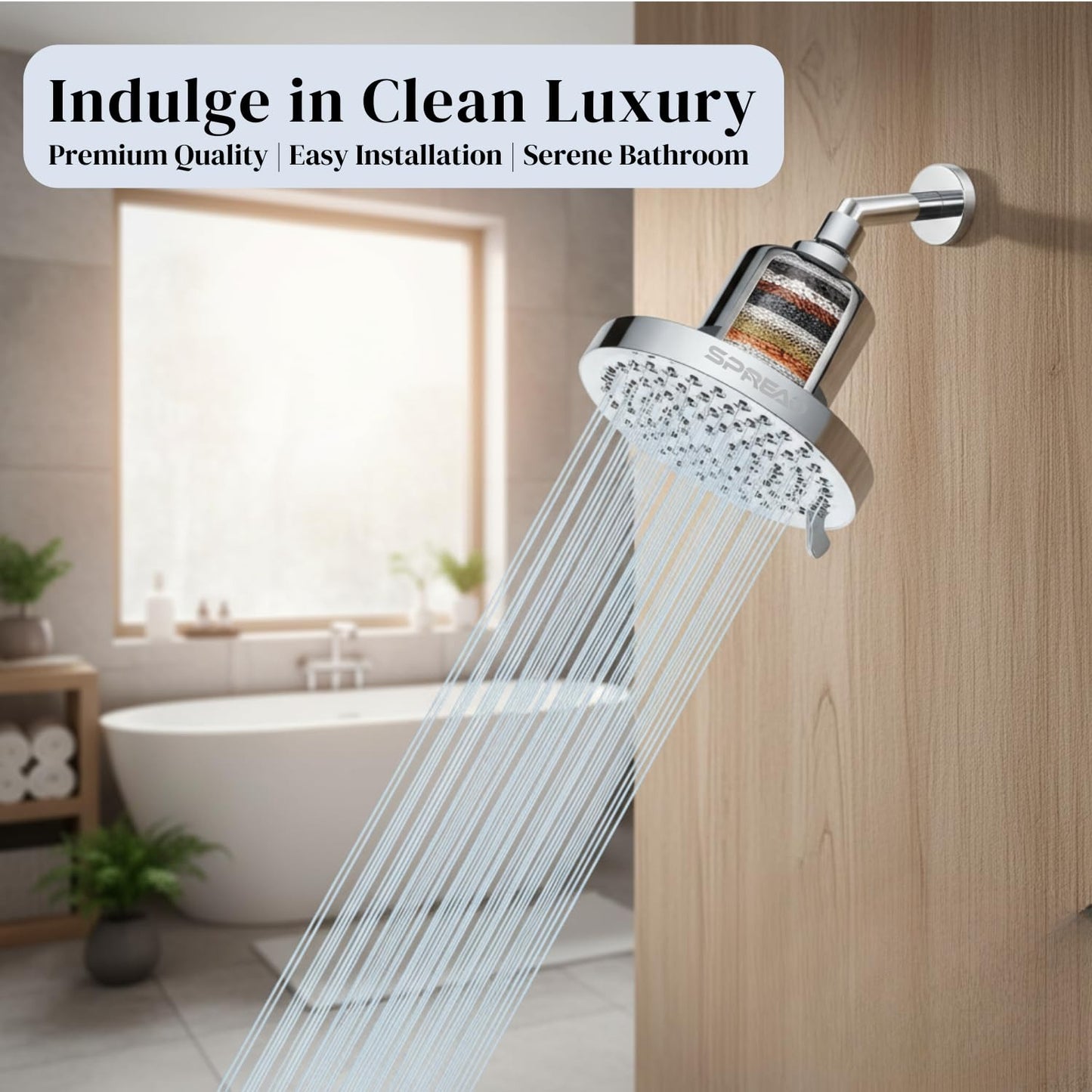 High-Pressure Filtered Shower Head (157 mm × 152 mm × 152 mm)